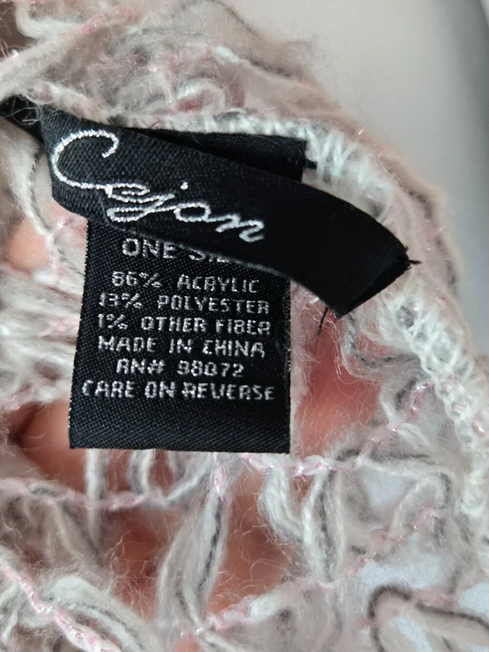 Cejon Silver, Grey and Pink Sparkle Loose Knit Infinity Loop Scarf Minimalist